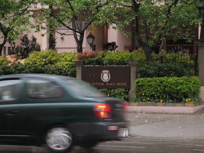 Car speeding by hotel