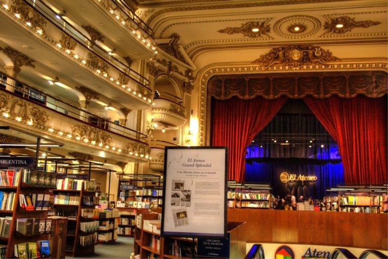 A massive collection of books in a large library.