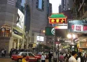 A bustling and prosperous shopping street in Hong Kong.