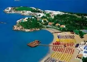 An aerial view of the Royal Villa at the Grand Resort Lagonissi beach and resort.