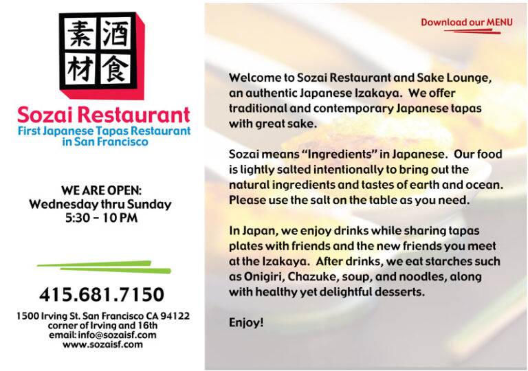 Japanese Tapas — Small Plates & Big Tastes :: Sozai Restaurant & Sake Lounge, San Francisco