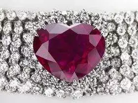 A heart shaped ruby and diamond bracelet priced at $14 million.