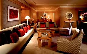 A hotel living room with panoramic views of Tokyo on the 53rd floor.