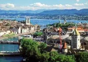 Aerial view of Zurich, the top choice for a girlfriend getaway in Switzerland.